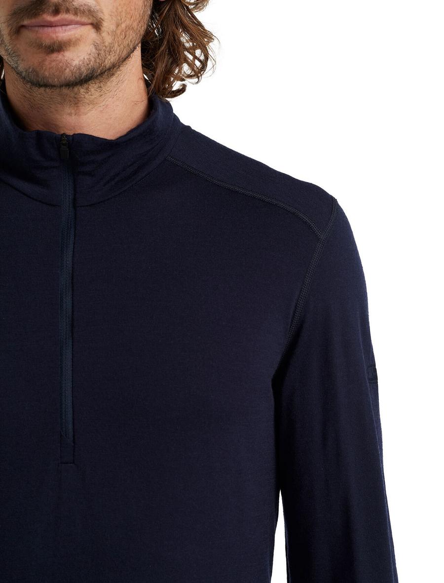 Icebreaker Merino 200 Oasis Long Sleeve Half Zip Thermal Top Férfi Base Layers Sötétkék | HU 1359OKIR